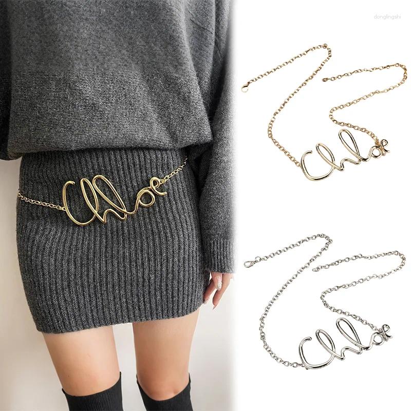 Belts Minimalist Charm Retro Elegant Letter Waist Chain Belt For Women Girls Metal Waistband Daily Jewelry Accessories Gifts
