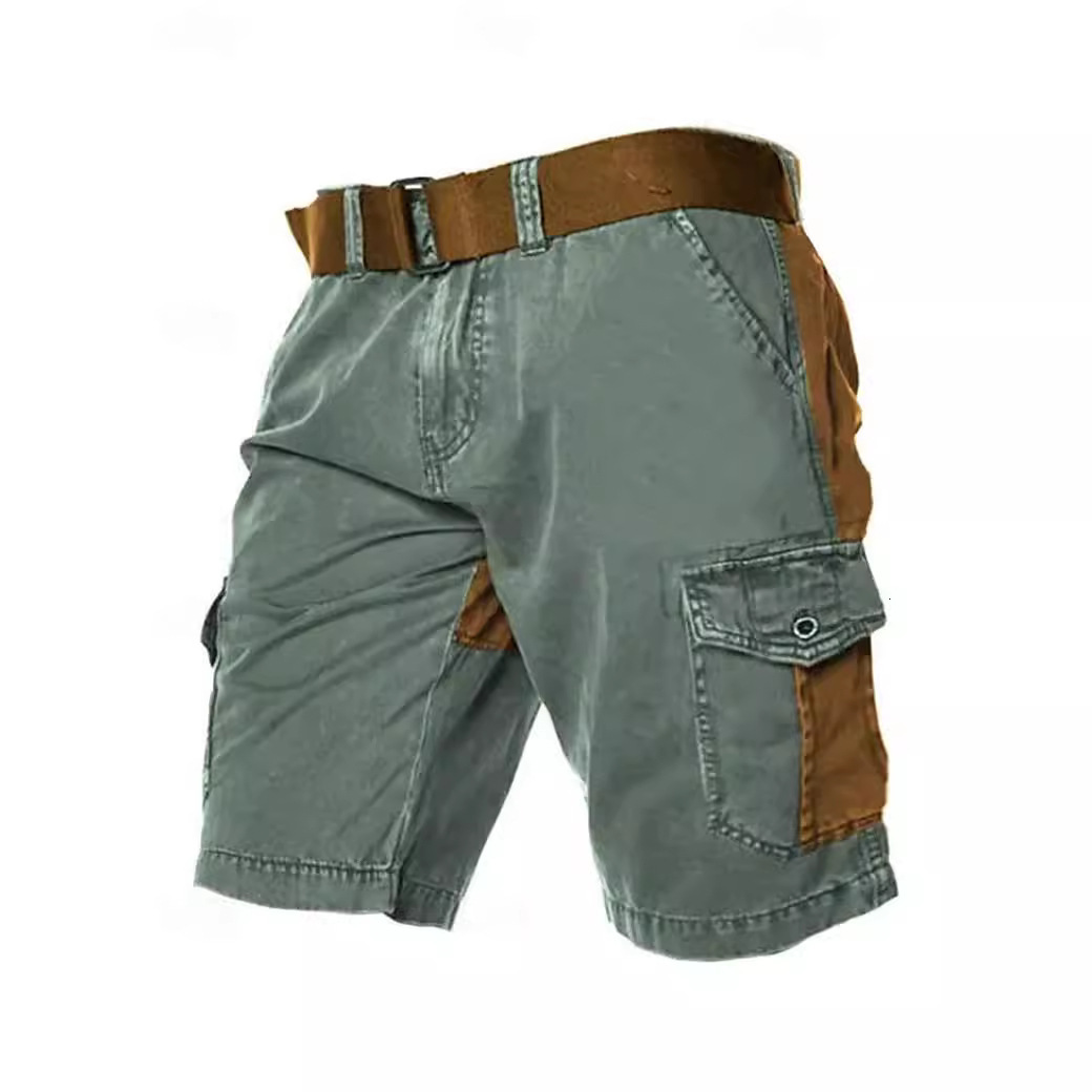 Mens pure cotton casual three-dimensional bag work pants mens casual fashion drawstring elastic sports double zipper open crotch pants