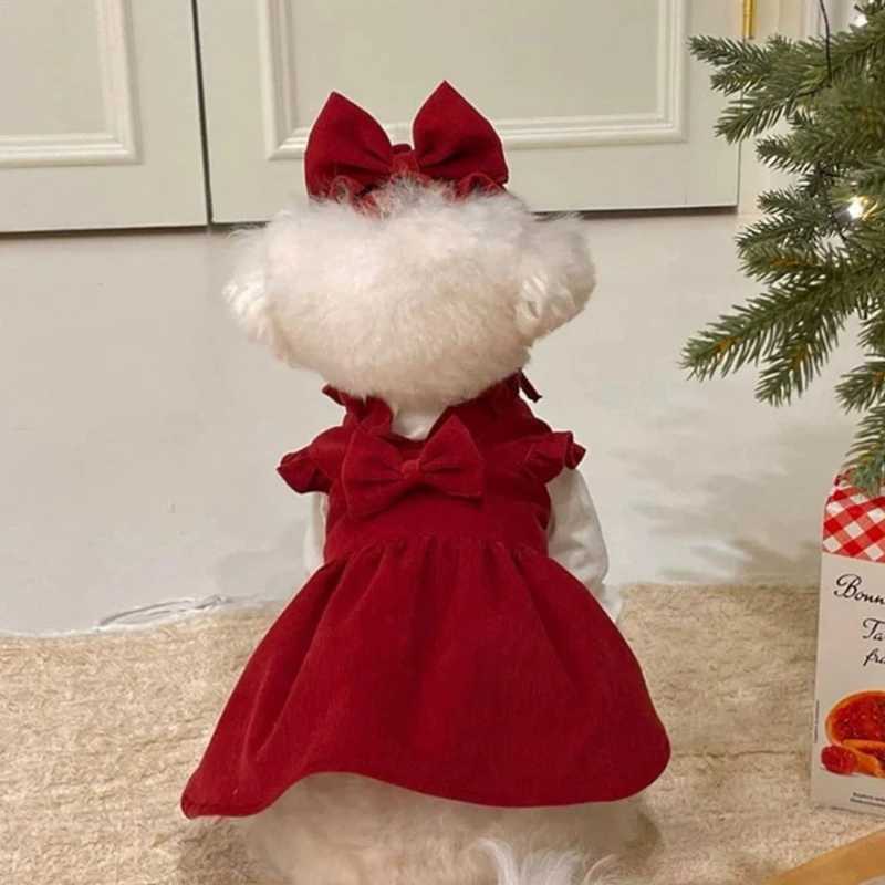 Small Dog Pomeranian Dress Winter Dog Clothes Solid Colour Teddy Princess Skirt Bichon Warm Clothes New Years Gift No Hairpin J251110