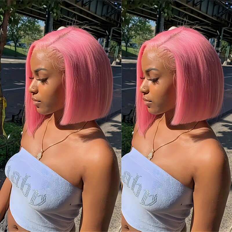 - Bob Straight 13X4 Lace Frot With Pre-Plucked Hairlie 150% Desity For & All Ethicities, Short Wig, Fashio Accessory Rose Pik Wig | Huma Hair