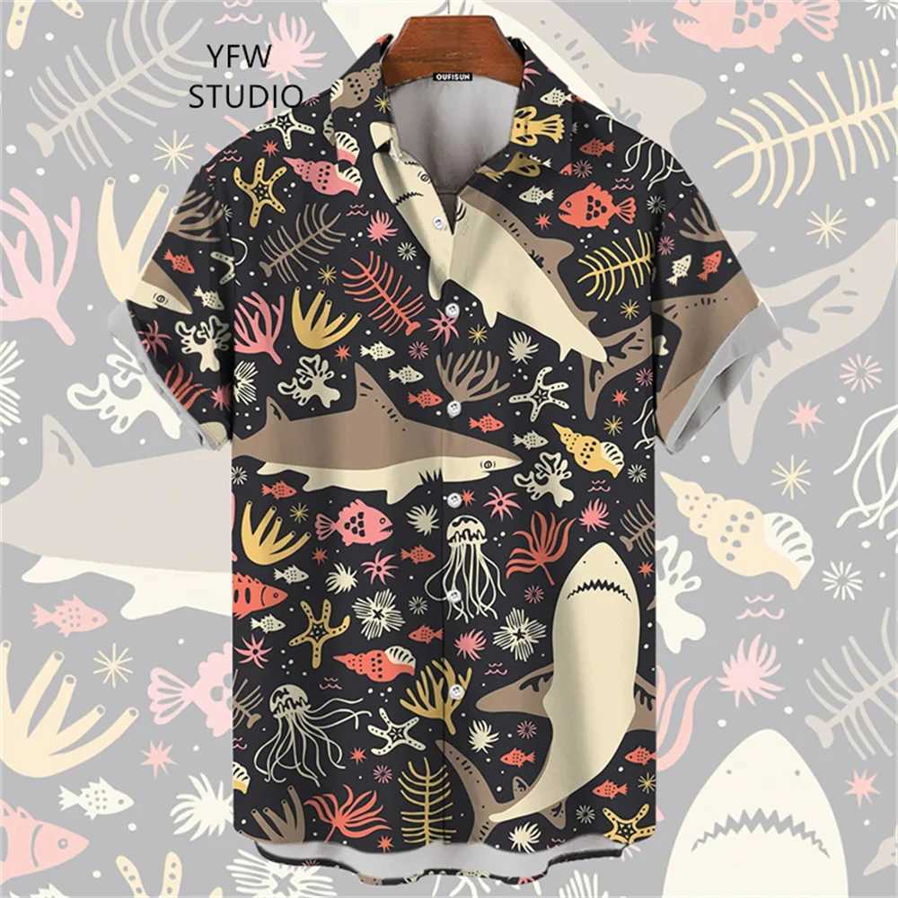 Starry Sky Whale 3D printed animal print shirt mens clothing elegant mens shirt Y2k mens top X250410