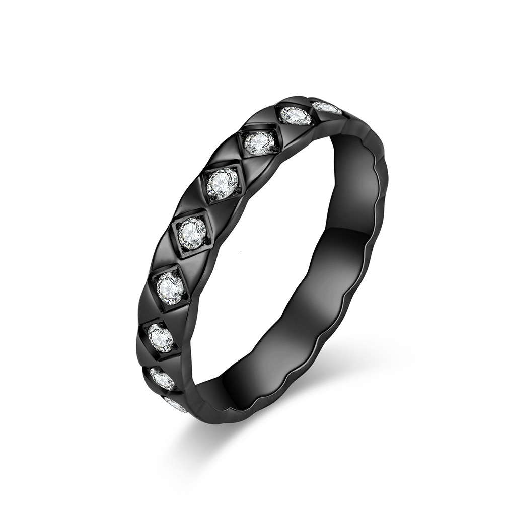 INS Minimalist Style Stainless Steel Carved Diamond Inlaid Women's Ring Titanium Steel All Diamond Handmade Jewelry Fashion Ring Manufacturer Des