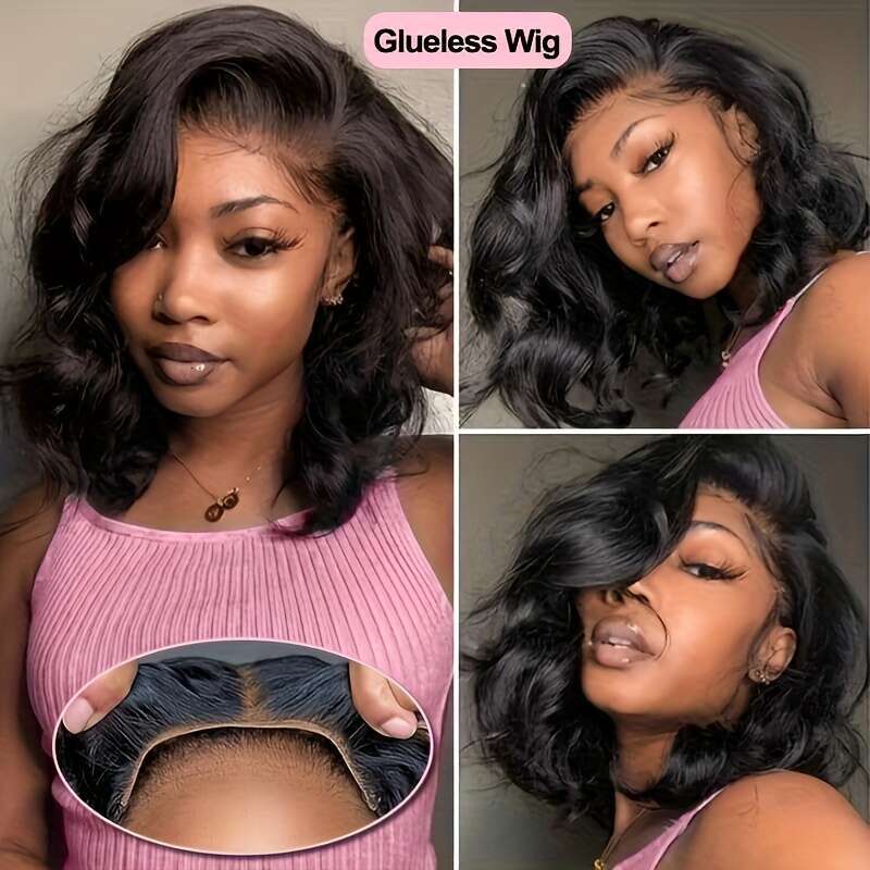 Glueless Human Hair 250% Density Body Wave, Black Color, 13X5 HD Front No Glue Needed, Breathable Lace For Everyday & Special Events New Model - Women