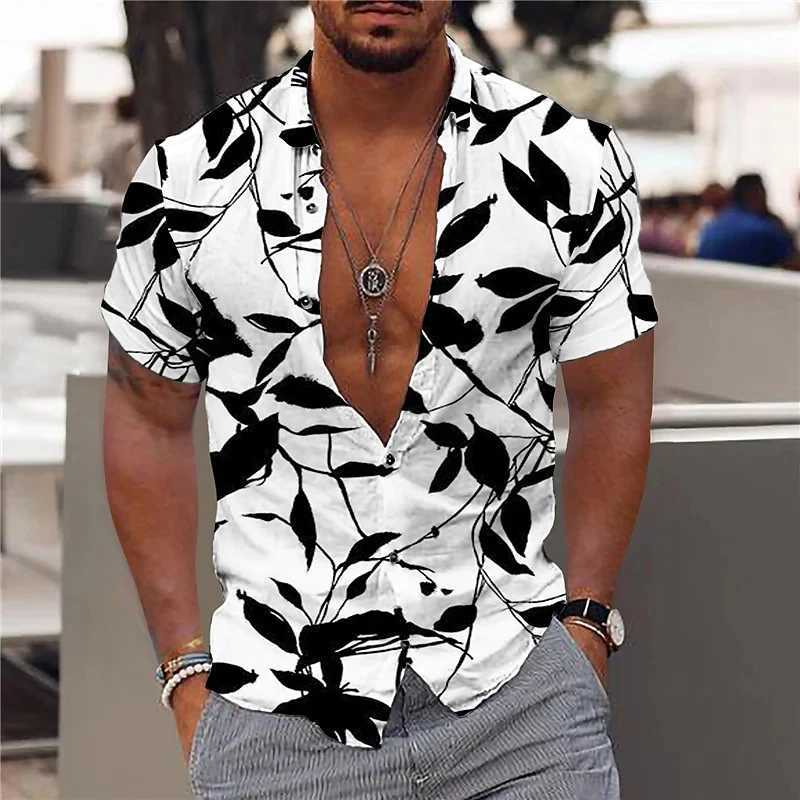 Hawaii Beach Shirt Coconut Tree 3D Printed Street Clothing Mens Casual Fashion Short Sleeve Shirt Harajuku Mens Clothing X250410