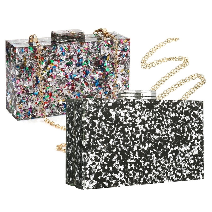Women Handbags Evening Banquet Party Clutch Bag Rectangle Multicolor Geometric Trend ed Acrylic Bags Chain Crossbody Bag 251023CJ