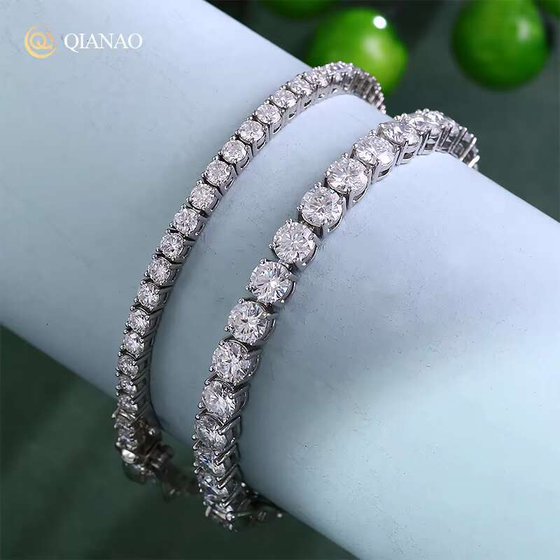 Hot Sale Hip Hop Style D VVS Diamond Moissanite Tennis Bracelet 3-6mm 925 Sterling Silver Gold Plated Moissanite Tennis Chains