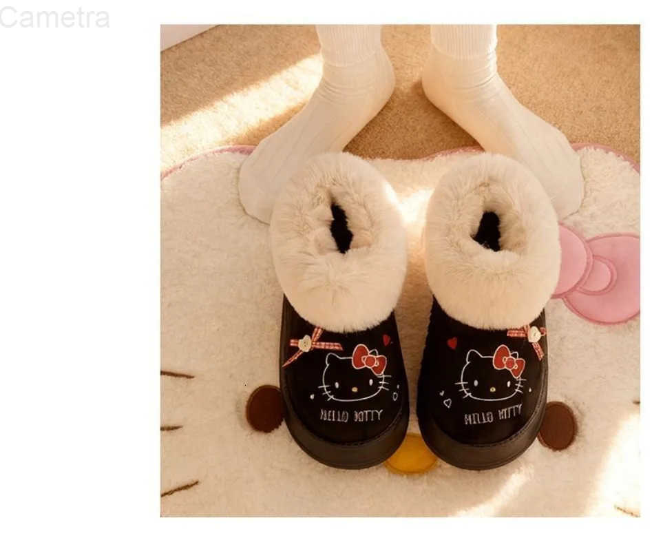 Sanrio Kawaii Hello Kitty Children Cute Cartoon Comfortable Warm Ankle Boots Cotton Padded Anti Slip Boots Flat Shoes for Kids H251110