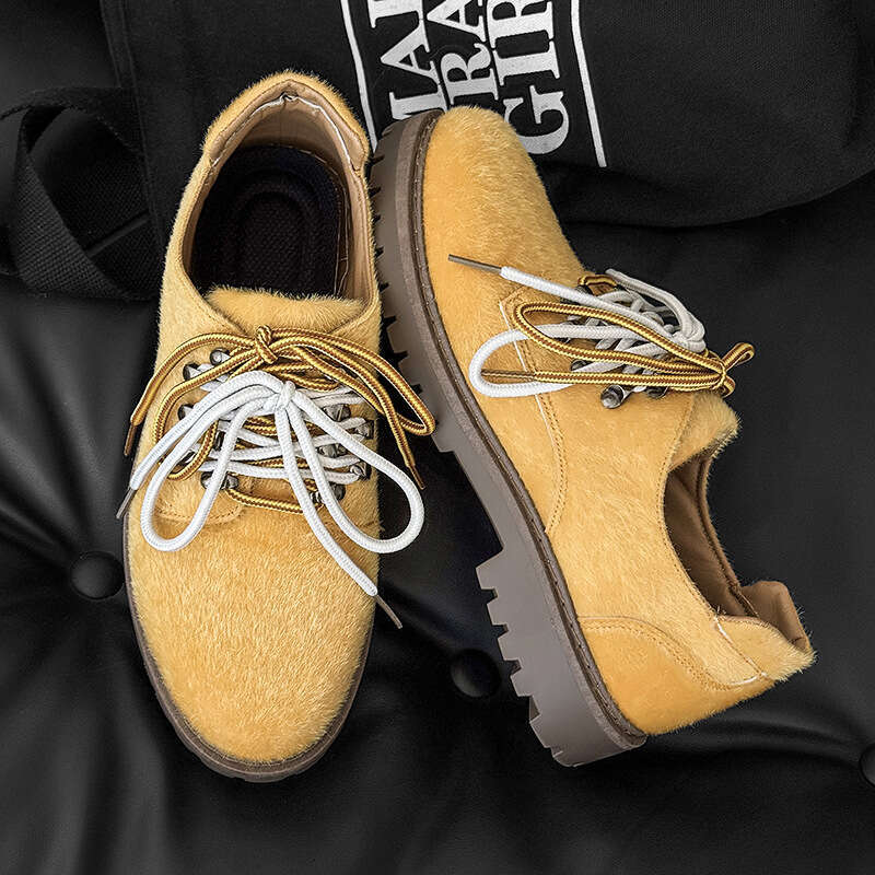 Trendy Street New Round Toe Leather Men's British Style Outdoor Hiking Suede Casual Derby Shoes Z605