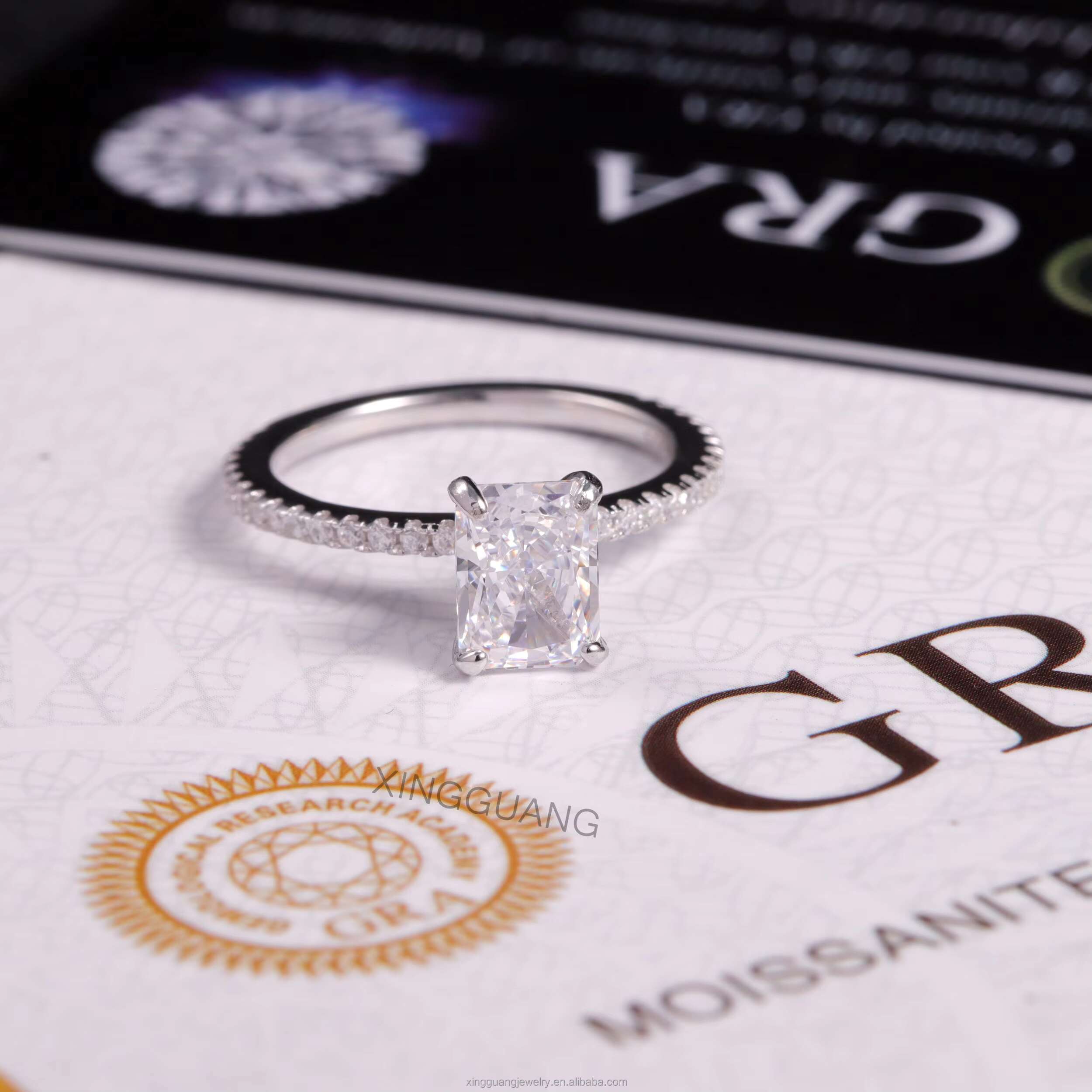 XG 2CT Radiant Diamond Rings for Women VVS Moissanite Lab Grown Diamond Rings Custom Rings Silver 10 14 18 k Gold Fine Jewelry