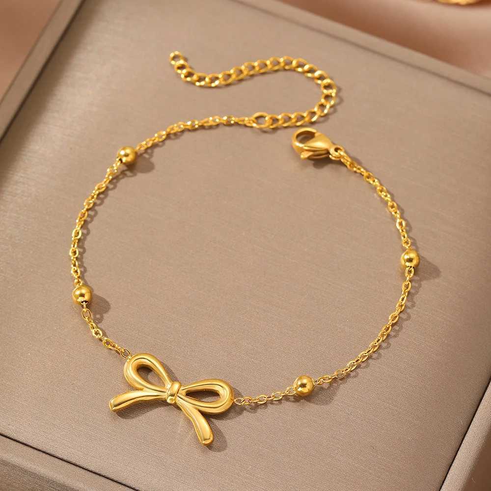 DOTIFI Stainless Steel Bow Pendant Bracelet Women Do Not Lose Color Niche Design Simple Fashion Light Luxury Jewelry AccessoriesT251110