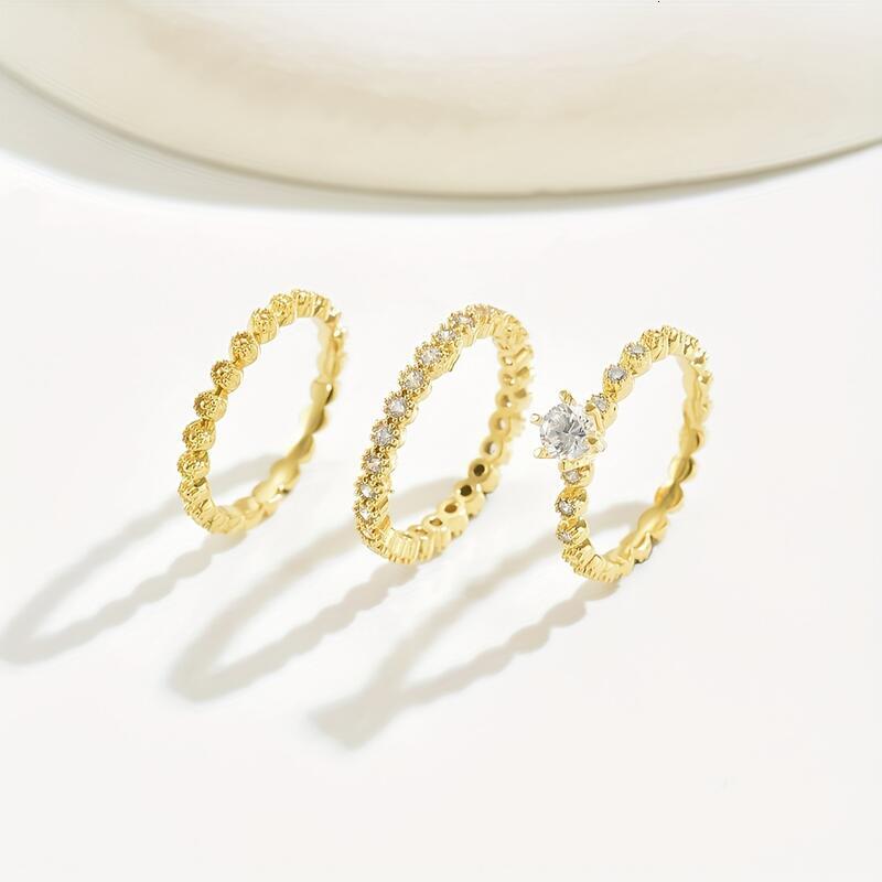fashion accessories 14K Golden Sparkle Ring Set TY high-quality jewelry