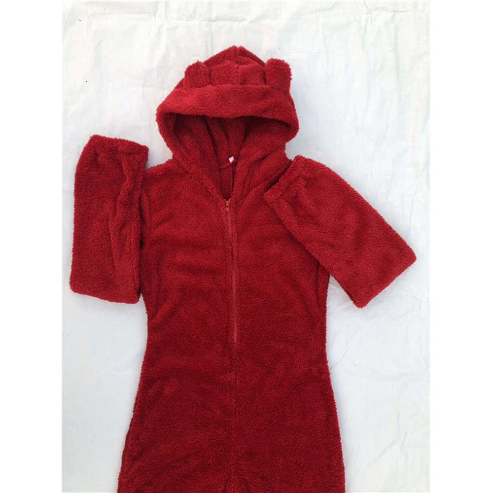 2025 New Style Autumn Winter Cross-Border Fleece-Lined Thickened Furry Jumpsuit Hooded Pajamas Parent-Child Outfit