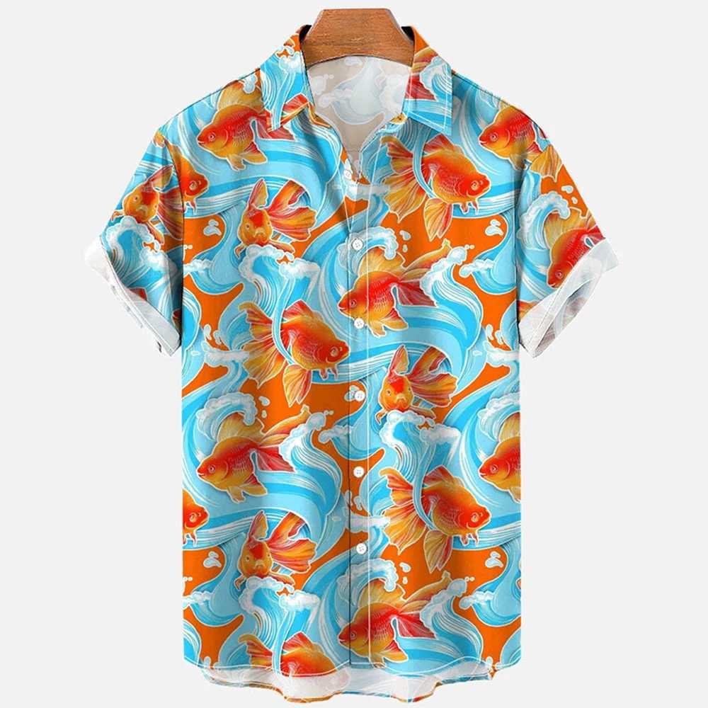 Marine animal whale 3D printing Hawaiian beach shirt mens casual fashion street clothing short sleeved shirt top mens clothing X250410