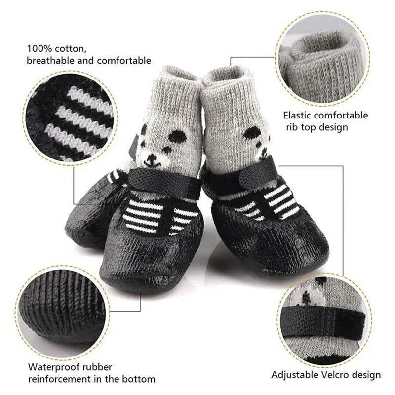 New Arrival New winter waterproof shoes socks pet anti slip dog rain boots socks warm rubber socks dog knitted socks pet supplies Z250410