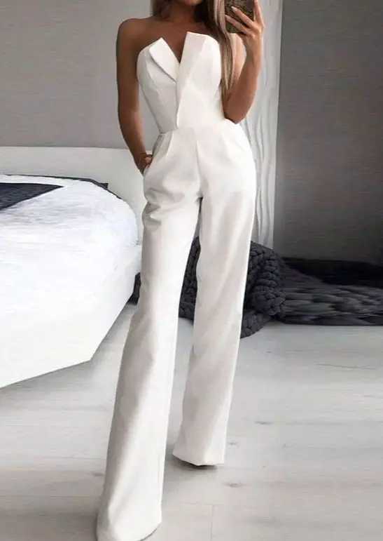 Jumpsuits for Women Jumpsuits Sexy Strapless Slim Office Lady Ele Chic Sveless Black White Red Casual Romper Bodysuit W250306
