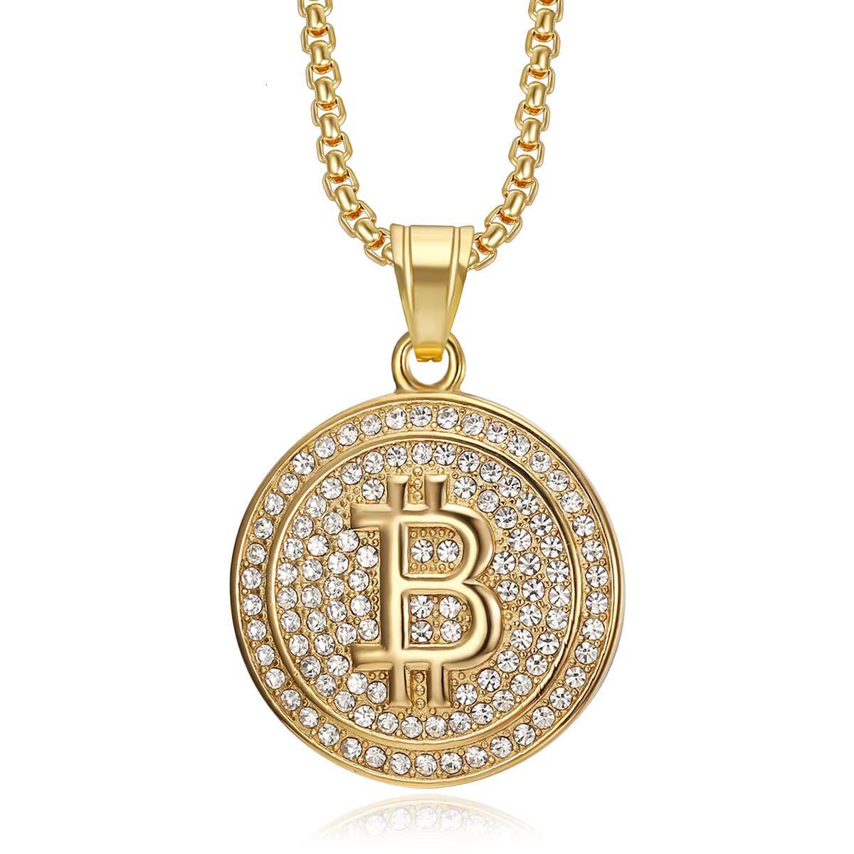 Hiphop Coin Moissanite Water Proof Luxury Stainless Steel Fine Jewelry 18K Gold Plated Necklace for 2024 Woman Men Wholesale