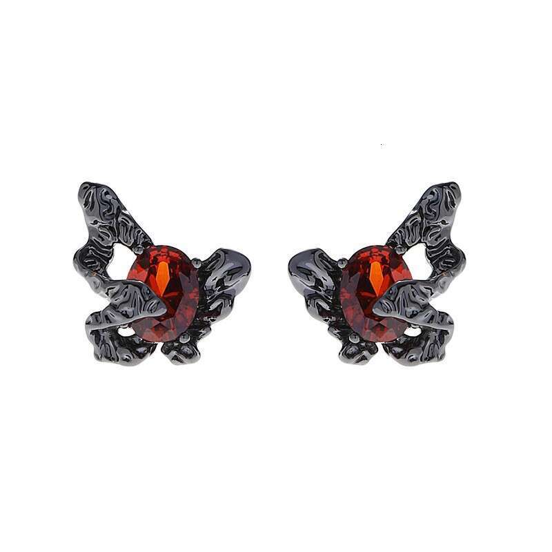 DHcollections Red Gemstone Butterfly for Women, Exquisite Unique, High-end Feel, 925 Silver Needle Studs, Fashionable and Versatile Earrings Wholesale