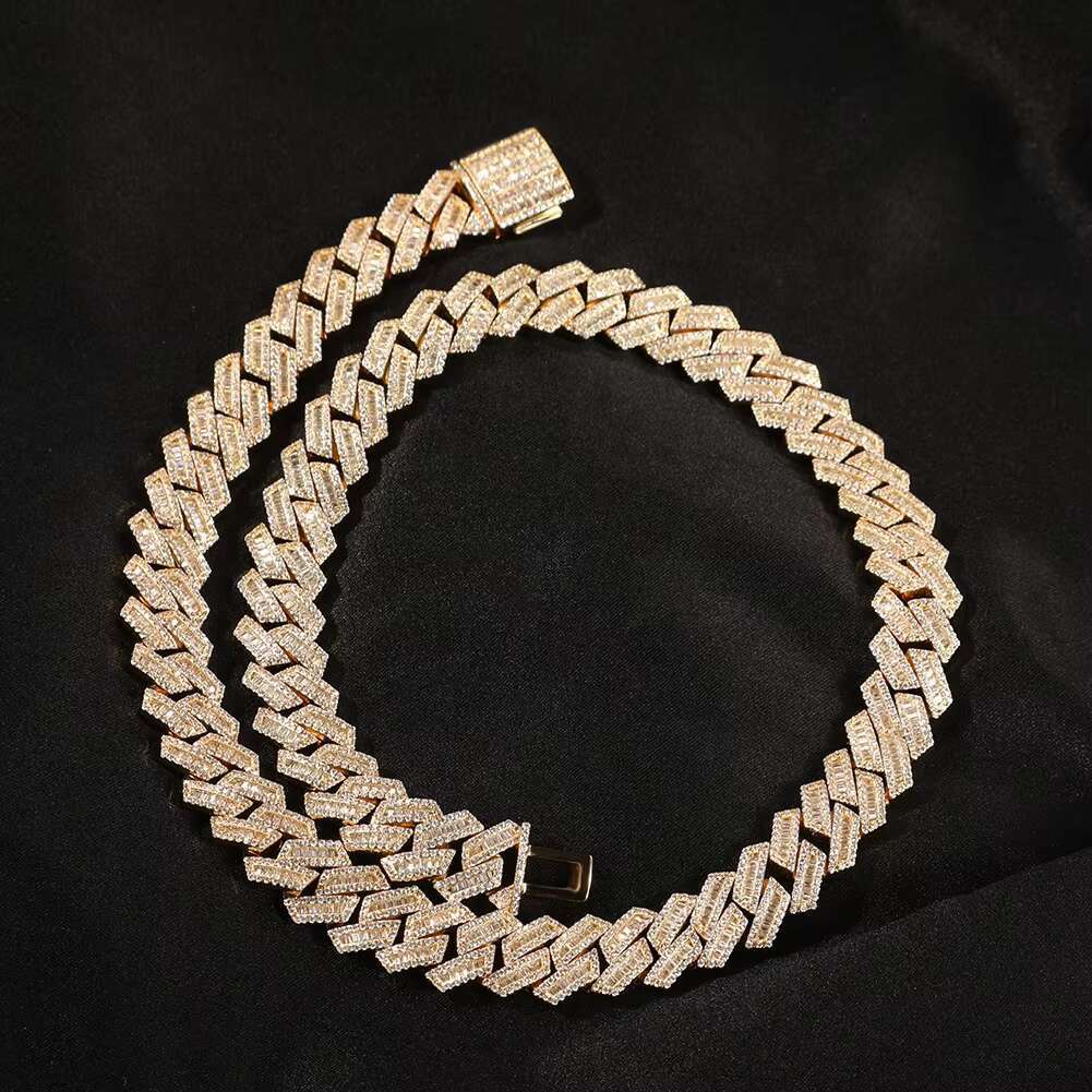 16 18 20 inch sier gold-plated hip-hop necklace with Cuban chain for men