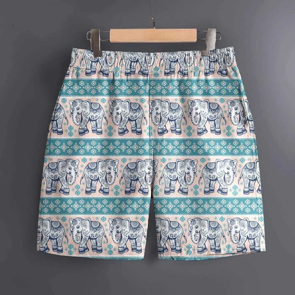 Mens Hawaiian 3D Elephant Race Pattern Beach Shorts Quick drying Outdoor Leisure Sports Shorts Fashion Mens Shorts X250410