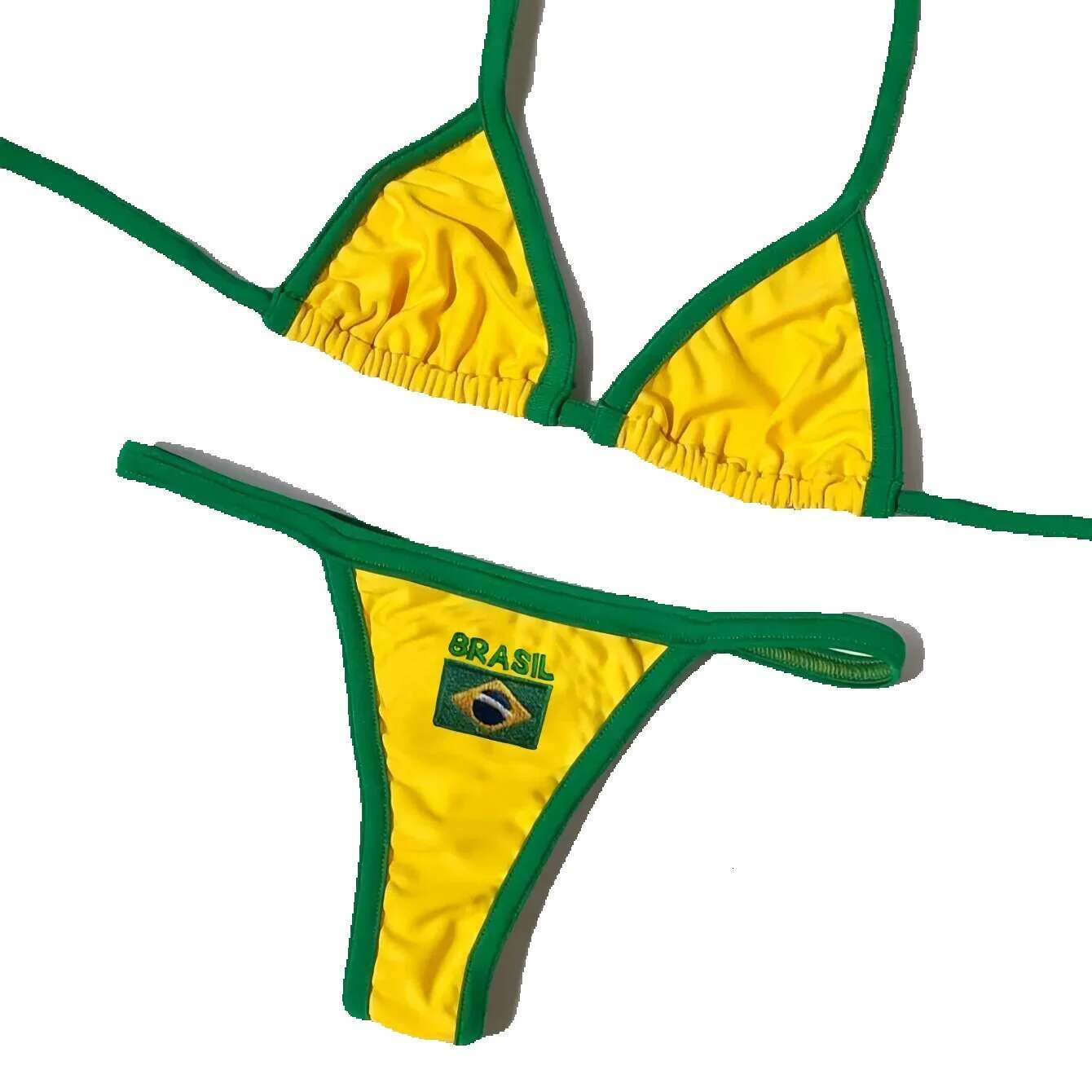 Ruotonsept sexy embroidery Brazilian flag comparison split bikini women's patchwork swimsuit spicy girl set summer beach outfit