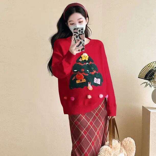 Lazy Atmosphere For Women Christmas Tree Clothes Autumn And Winter Fashion Design Sweater Top Designer Sweater Women