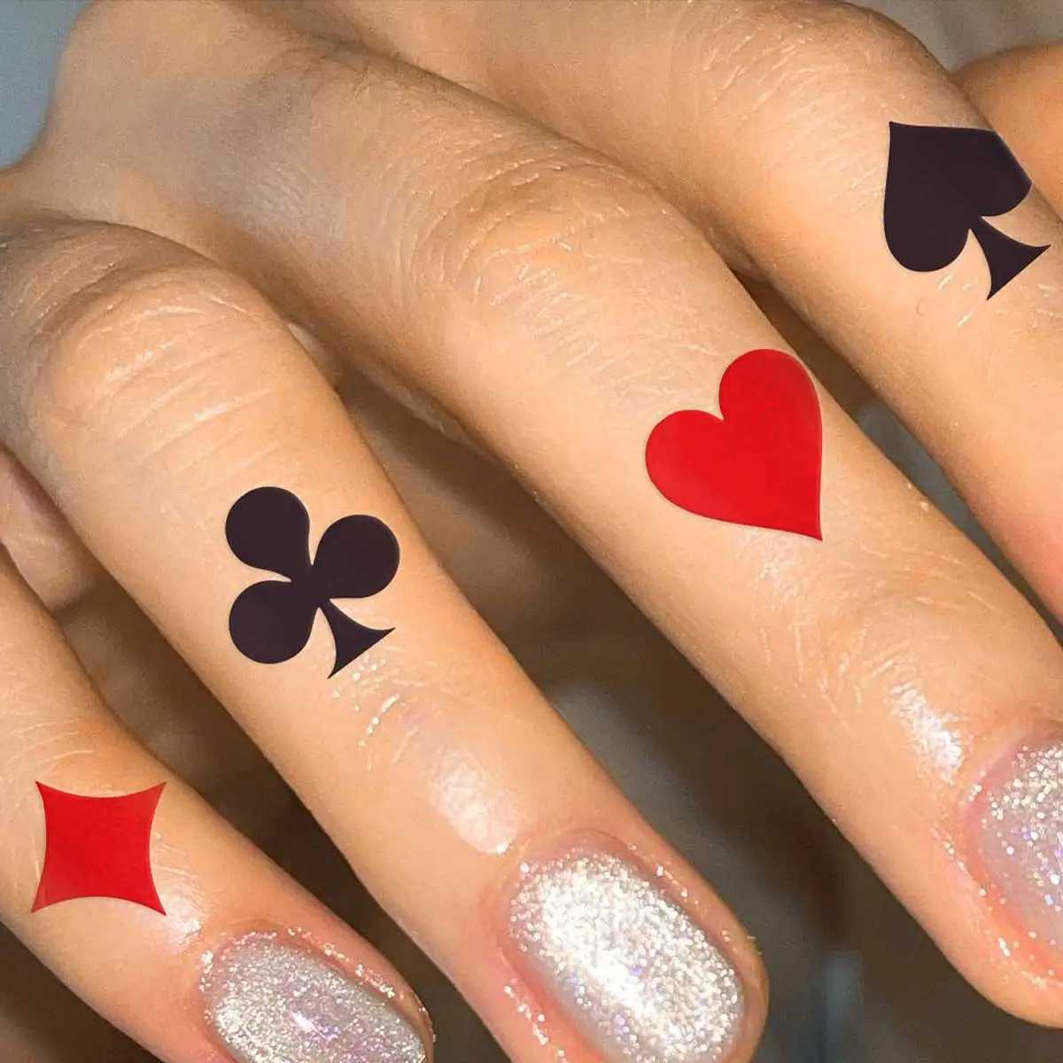 12 pieces/set of waterproof temporary tattoo stickers playing cards peach tattoos small size flash tattoos mens and girls fake tattoos W250410