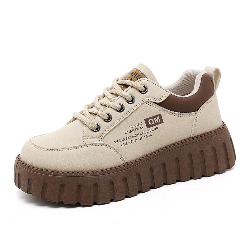2025 new height increasing board sponge sole wear-resistant street designer fashionable and simple women's shoes