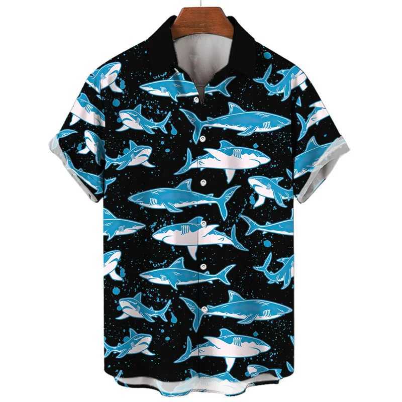 3D printed jellyfish Hawaiian mens casual marine animal pattern short sleeved shirt summer fashion top X250410