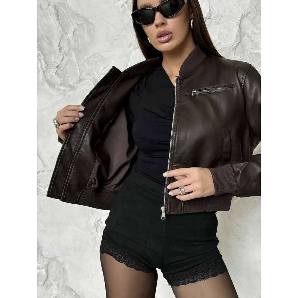 Autumn And Winter New Women's Clothing American Retro Niche Design Loose Hot Girl Leather Jacket High-End Coat