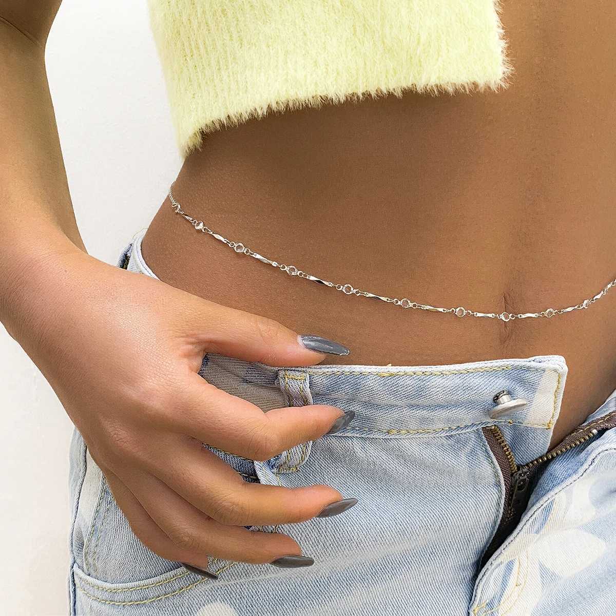 2022 Fashion Minimalist Waist Belly Chain Sexy Warm Body Chain Jewelry Retro Shining Crystal Beach Resort Accessories X250410
