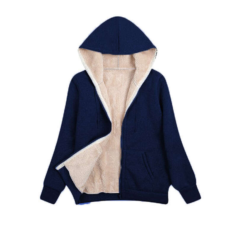 European and American Cross-Border Amazon 2024 Winter Hot-Selling Fleece-Lined Plus Size Hooded Sweatshirt Plush Women's Jacket In Stock