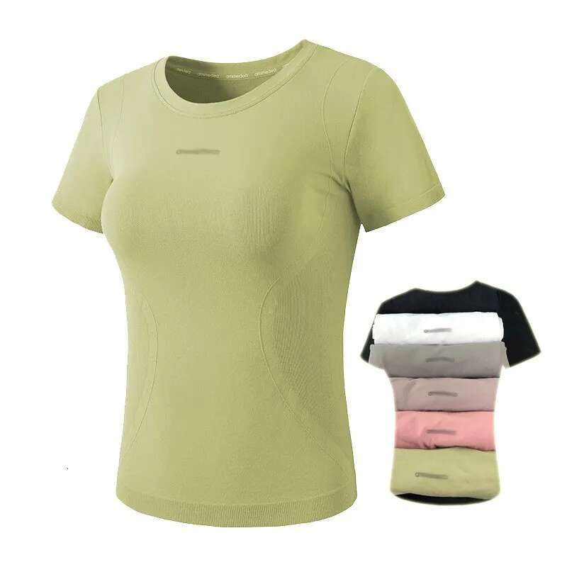 Aiithuug Yoga Short Sleeve Quick Dry Gym Shirts S-Shaped Waist Es Top Stretch Breathable Daily Sports Tennis Golf Tops