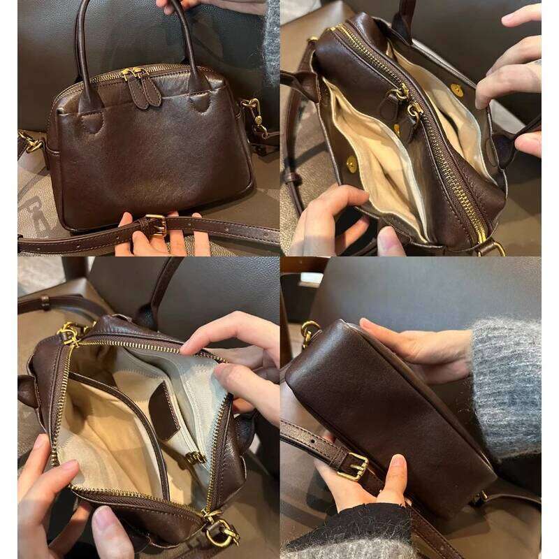 Designer Bag Tote Bag Shoulder Bag Women Natural Cow Leather Handbags Ladies High Quality Shoulder Bag Female Fashion Retro Designer Cowhide Crossbody