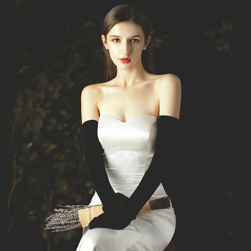 XINMEIJI Wedding Bridal Long Opera Handschuh Black Gloves for Apparel Velvet Finger Brides Bridesmaid Gloves WG011 L251110