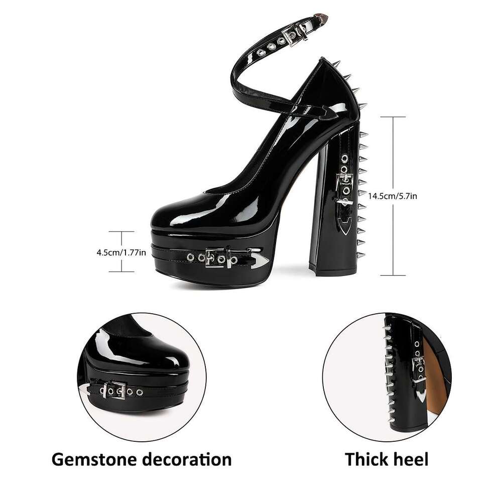 Fashionable Rivet Thick High-Heeled High Quality Platform Shoes