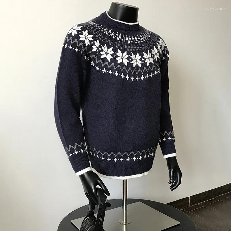 Men's Sweaters Vintage Icelandic Knit Sweater Male Autumn Winter Heavyweight Color Block Pattern Knitwear Christmas
