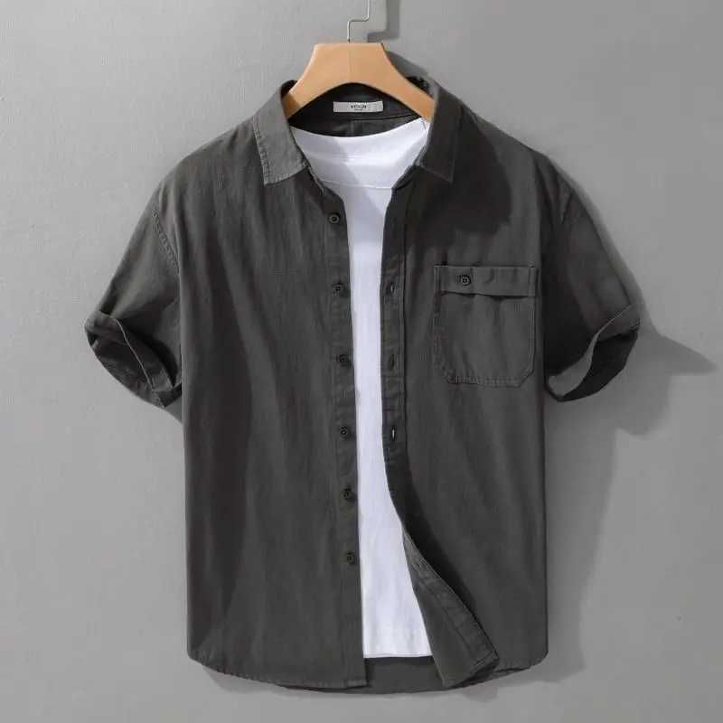 New mens workwear short sleeved shirt for summer 2025 casual and slim fit fresh and loose simple style X250410