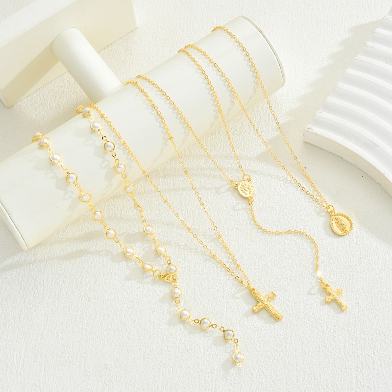 Designer Jewellery High Quality Pearl Cross Pendant Necklace Collection Gift for All Occasions Textured Elegant Accessory