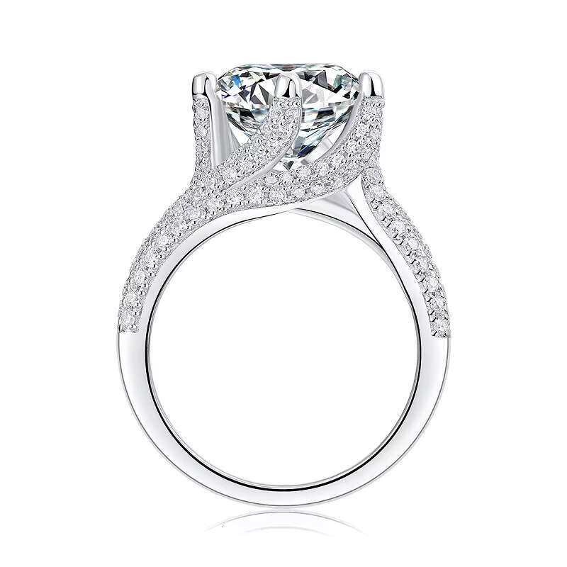 Hot Selling 925 Sterling Silver 5 Mosan Diamond Ring New Style Rose Gold Plated for Engagement or Party