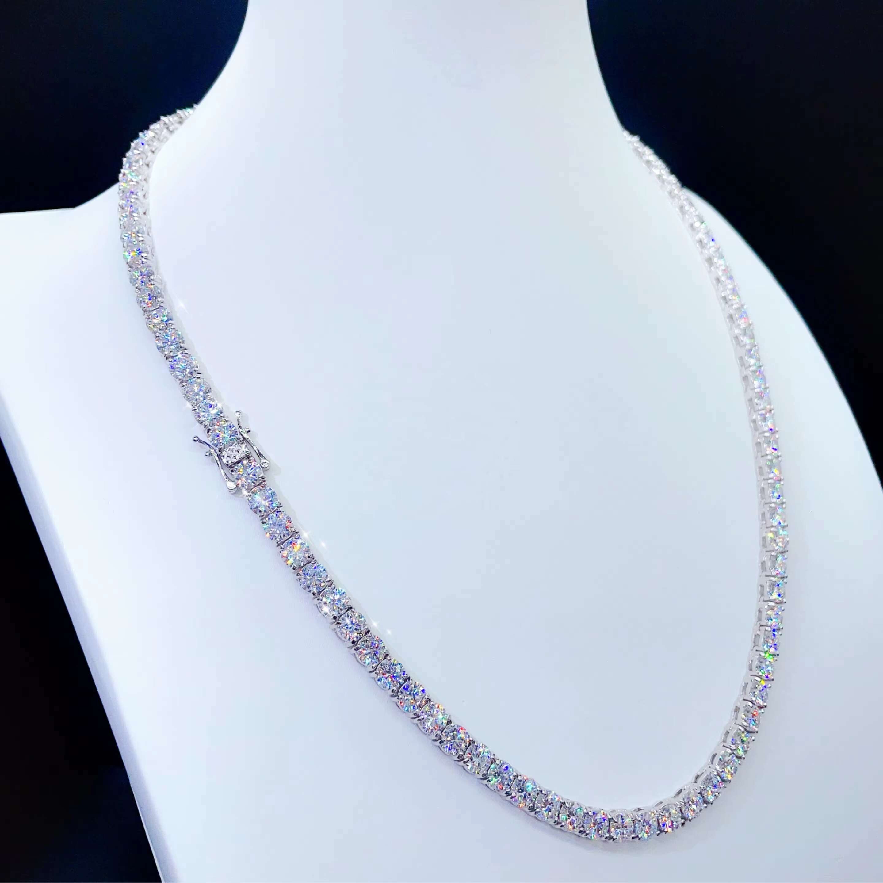 Sterling Silver Jewelry Hip Hop 5mm Moissanite Tennis Chain Pass Diamond Tester VVS Diamond Chain