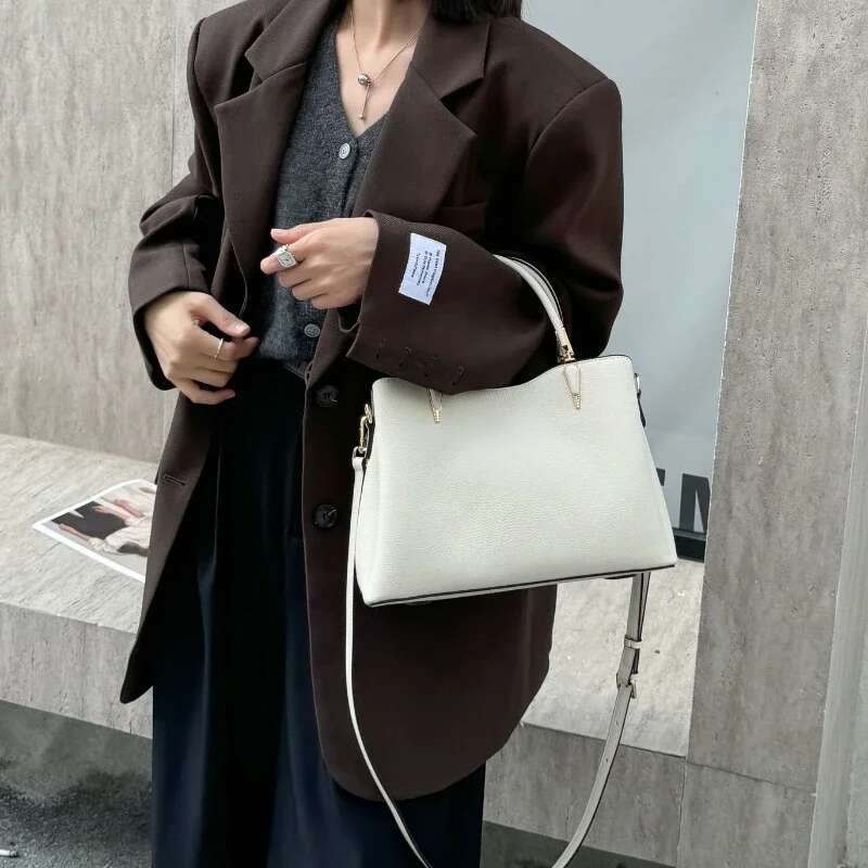 Genuine Leather Women's Handbag Large Capacity Single Shoulder Crossbody Tote Bag, Fashionable And Elegant Practical Quality Bag
