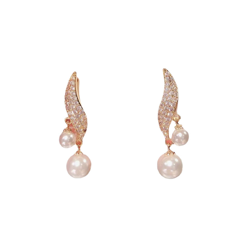 2023 New Classic Elegant Imitation Double Pearl Dangle Earrings For Women Crystal Long Tassel Drop Earring Wedding Jewelry Gifts