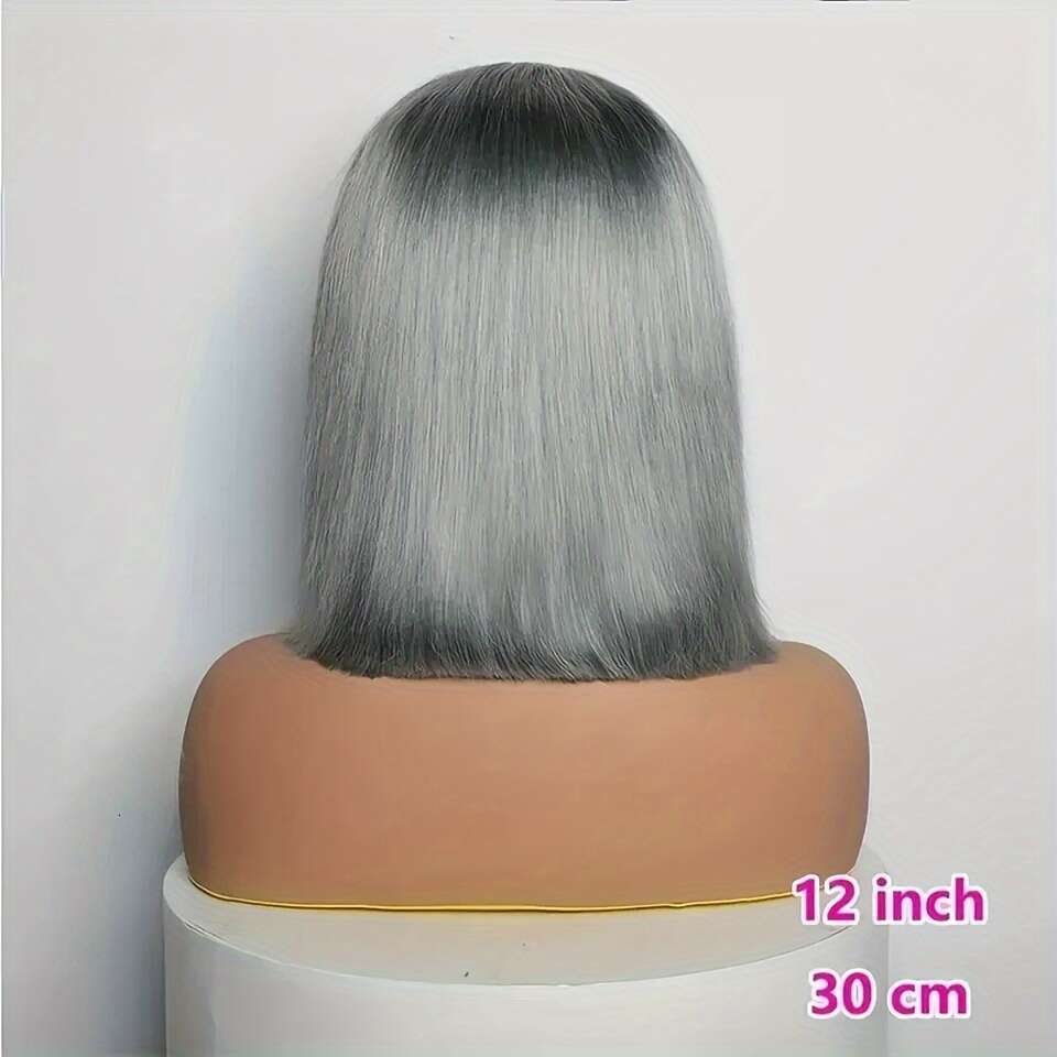 High 180% Density Siery Grey Short Bob 13X4 Lace Frontal Wig Human Hair For Summer 10-14 Inch Pre-Cut Glueless Wigs