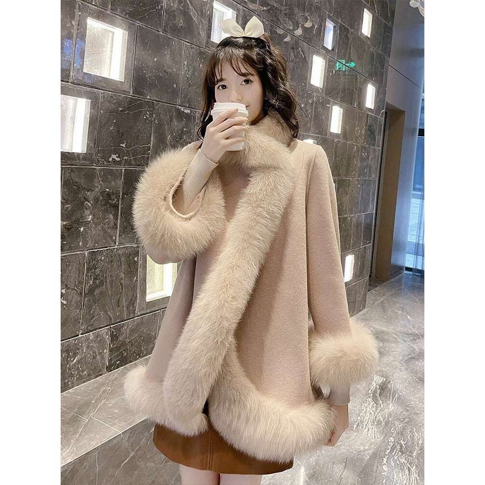 Loose Fur Cape New Fox Shawl Sheepskin Coat for Women, Youth Style Women, Women, Women,