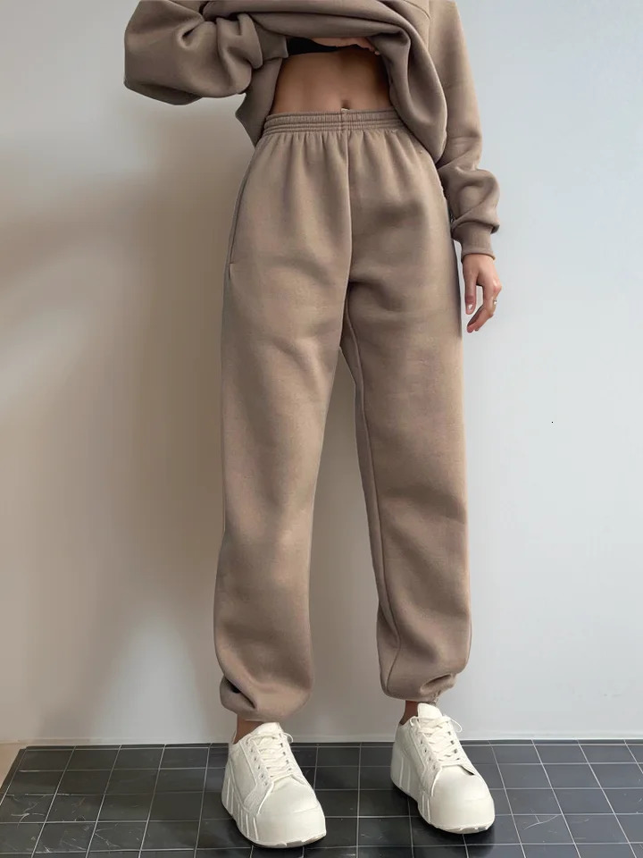 European and American Cross border AutumnWinter Fashion Zipper Collar Solid Color Casual Two Piece Set 251110