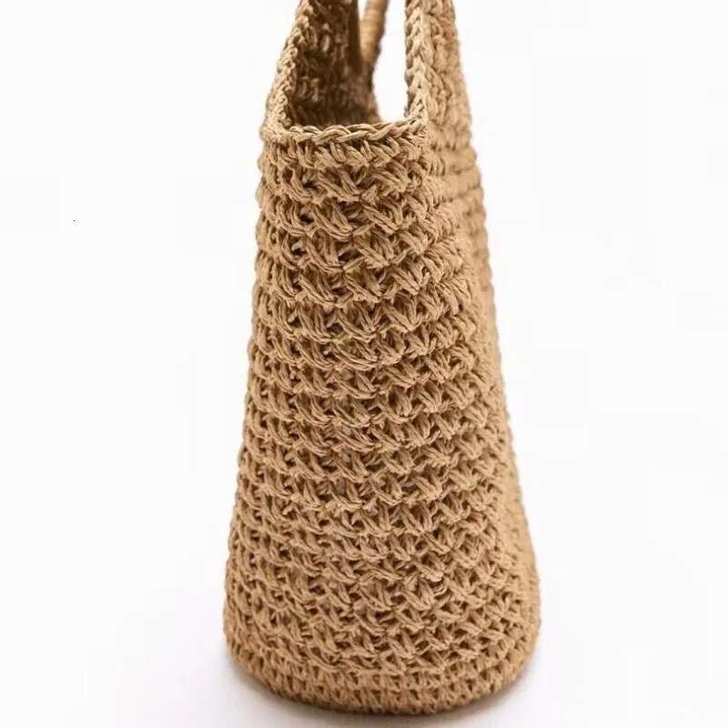 Round Handle Woven Bag Summer Raffia Straw Designer Handbags Handmade Large Travel Beach Bags For Woman Shopper Tote Clutch