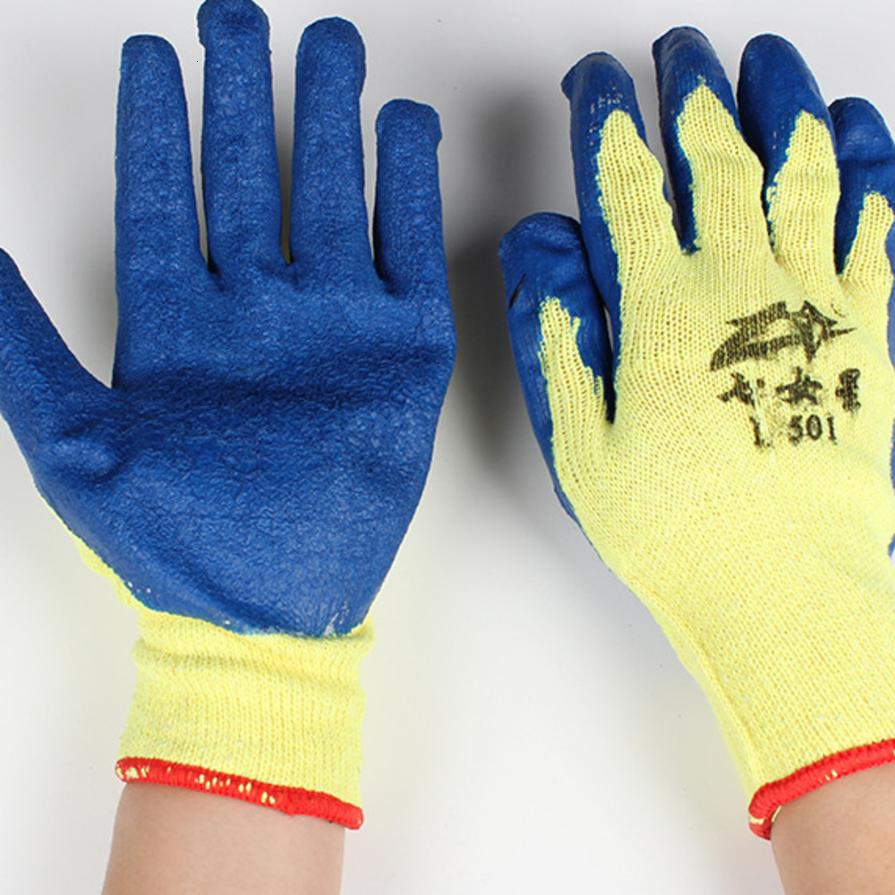 Five Fingers Gloves 24Pieces/ 12 Pairs Latex Grip Safety Working Glove Construction Garden industry Polyester Gloves For Men or Woman 231016