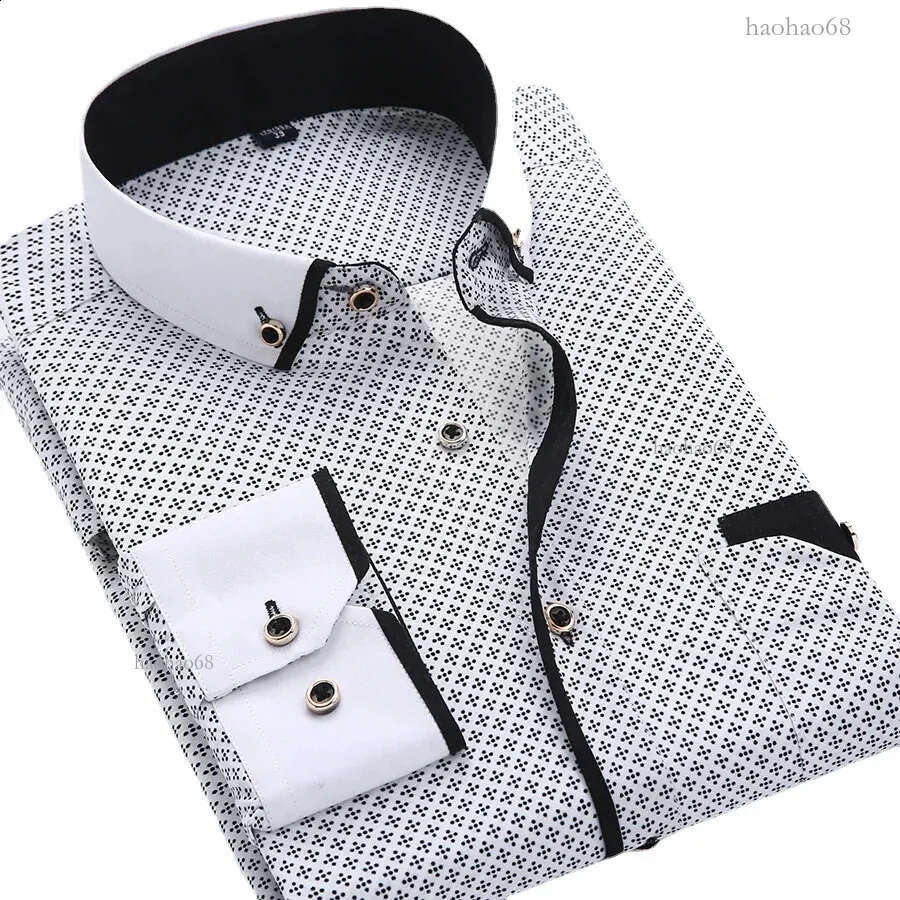 Quality Big Size 5XL Men Dress Shirt Arrival Long Sleeve Slim Fit Button Down Collar Printed Business Social Mens Shirts 240726