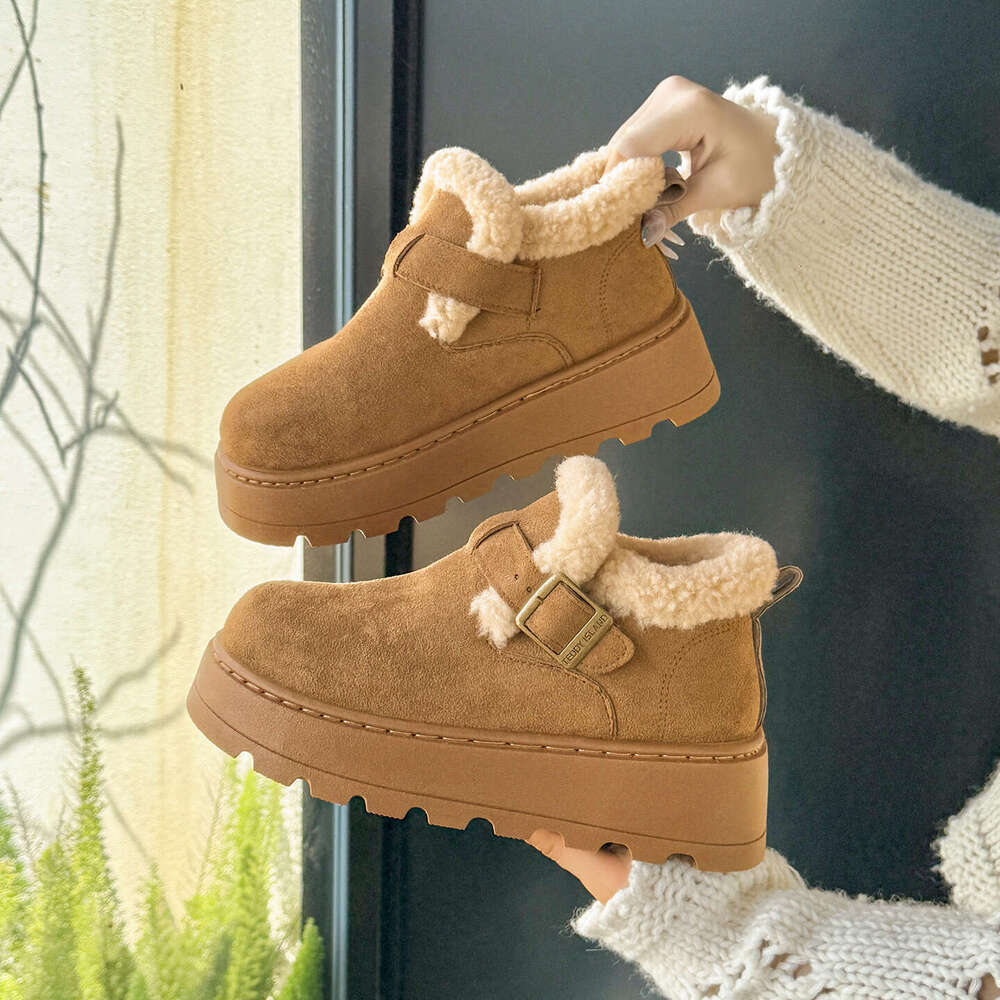 Designer Classic Ultra Mini Boots Women Snow Boots Buckled Platform Short Women Chestnut Sand Winter Non-Slip Warm Thickened Outdoor Casual Snow Boots
