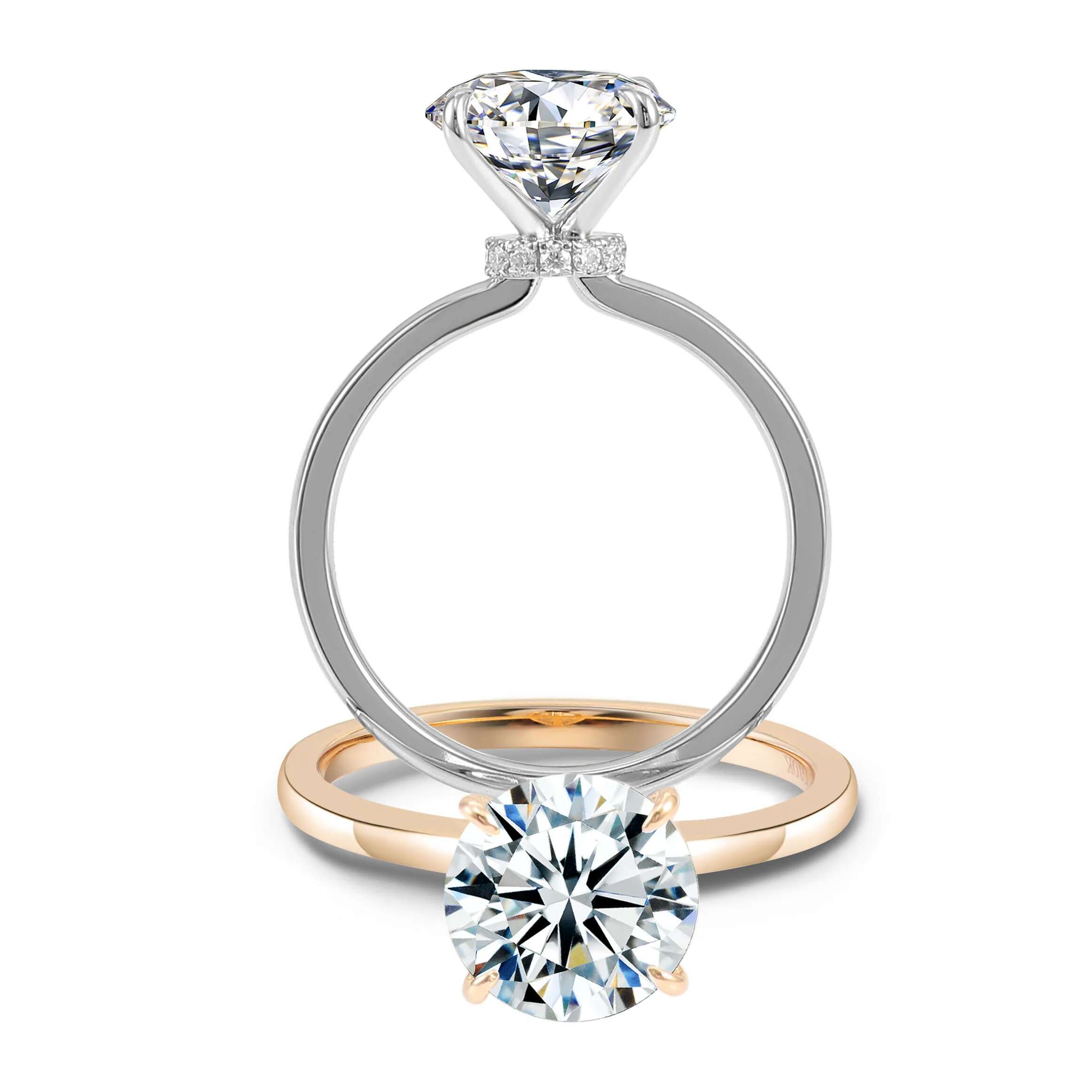 Provence 18K/14K/10K Yellow Gold 3ct D Color VVS1 GRA Certified Round Cut Moissanite Ring For Women Four Claws Anniversary Band